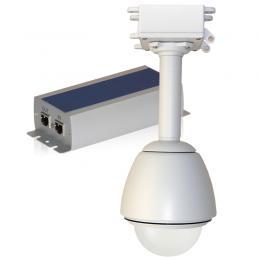 屋外防滴防塵・ファンヒーター付 天井吊下型ドームハウジング POE 電力分岐 /12V 出力可能